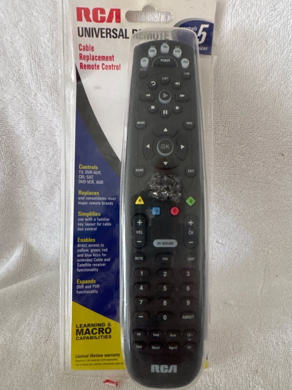 NIP RCA Universal Remote Cable Replacement Remote Control For TV/DVD/VCR/AUX Dev